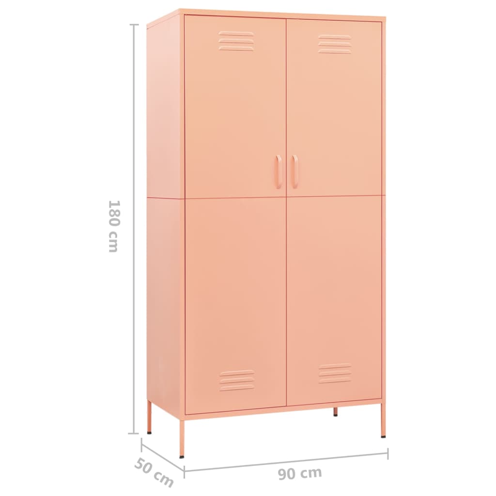 Garderobe rosa 90x50x180 cm stål