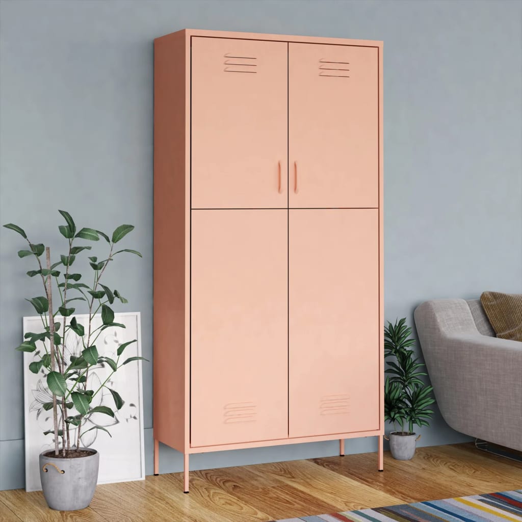 Garderobe rosa 90x50x180 cm stål