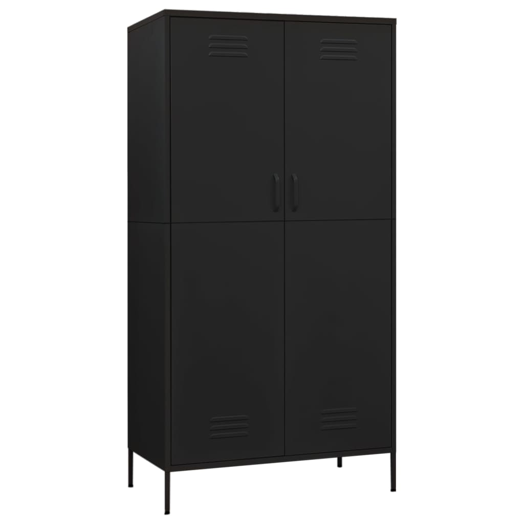 Garderobe svart 90x50x180 cm stål