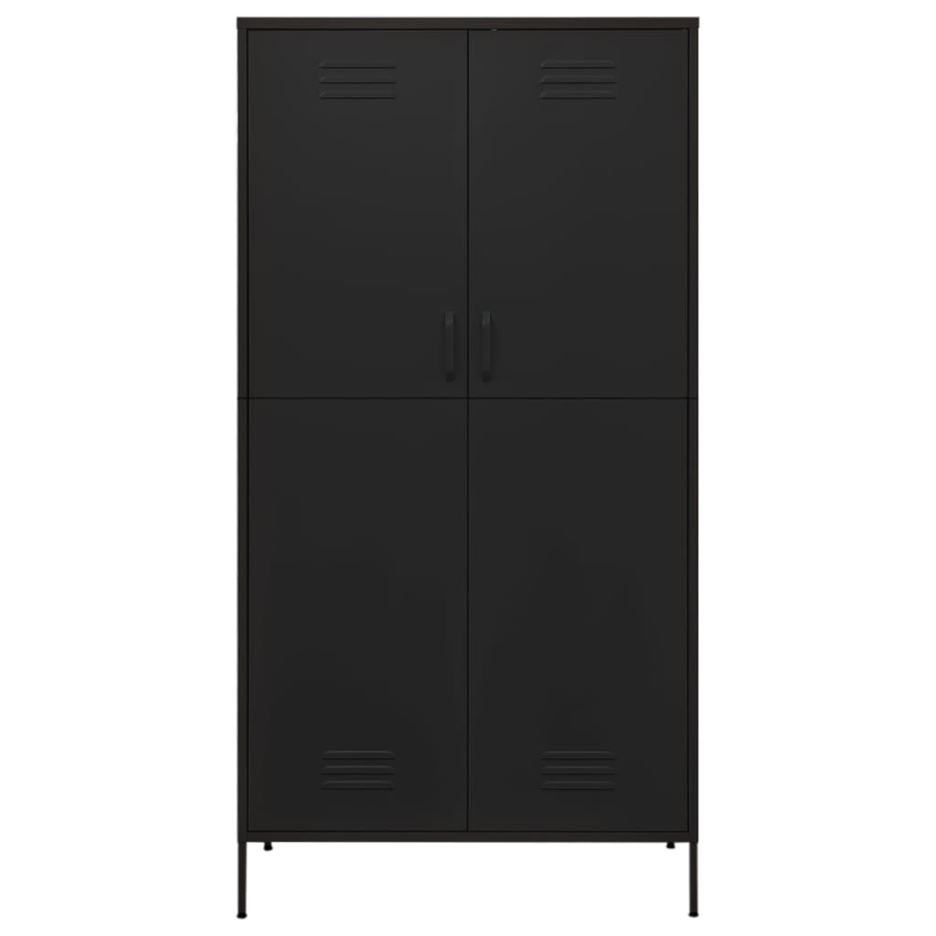 Garderobe svart 90x50x180 cm stål