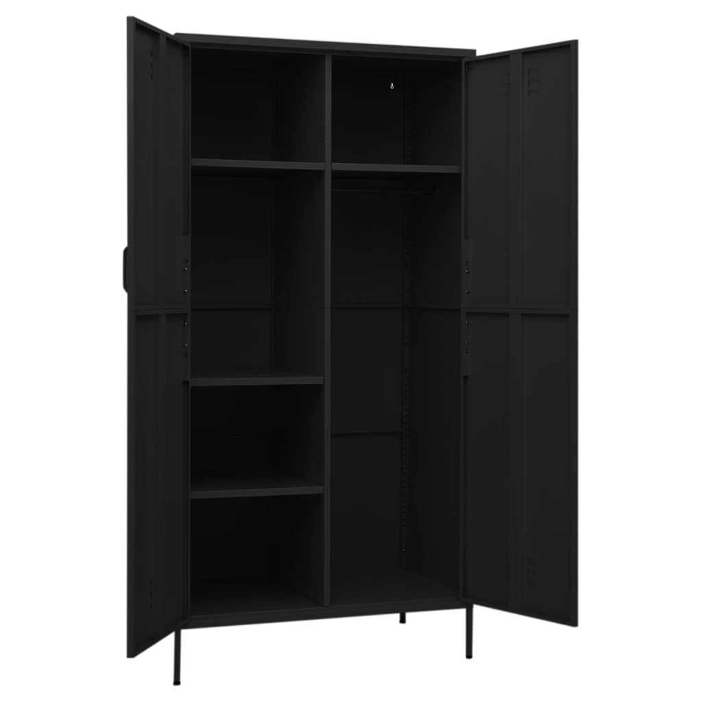 Garderobe svart 90x50x180 cm stål