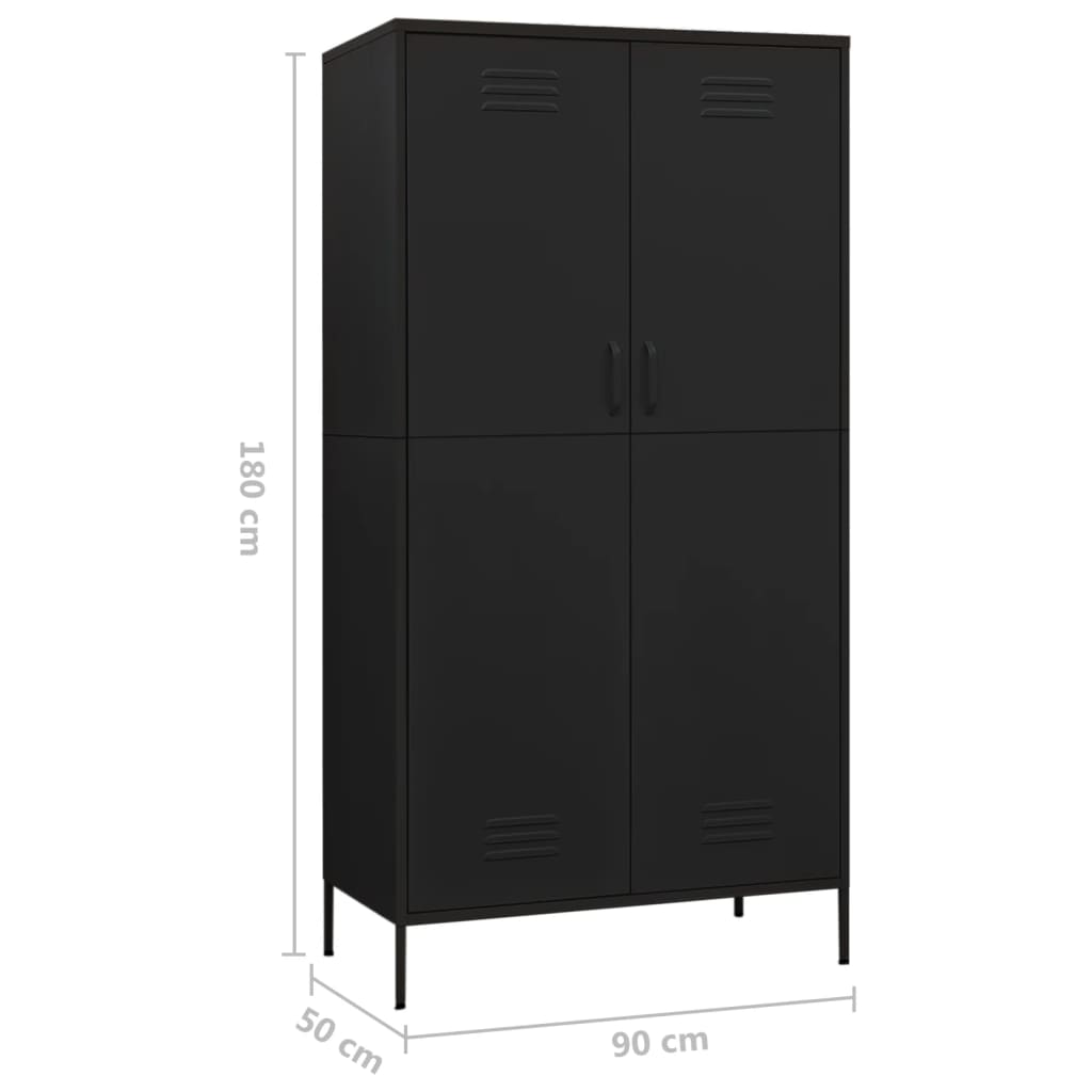 Garderobe svart 90x50x180 cm stål