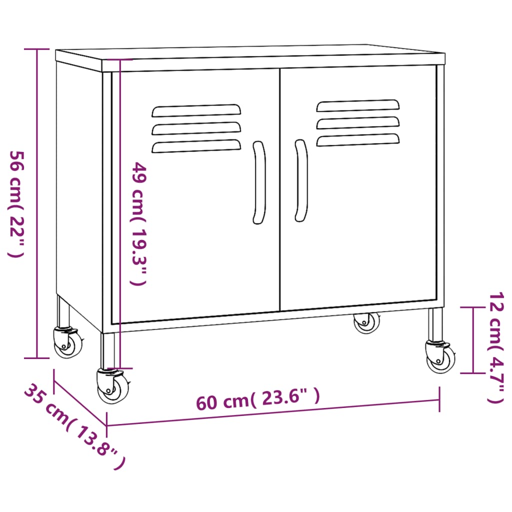 Oppbevaringsskap antrasitt 60x35x56 cm stål