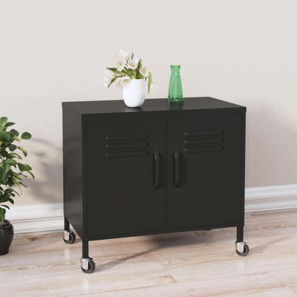 Oppbevaringsskap svart 60x35x56 cm stål