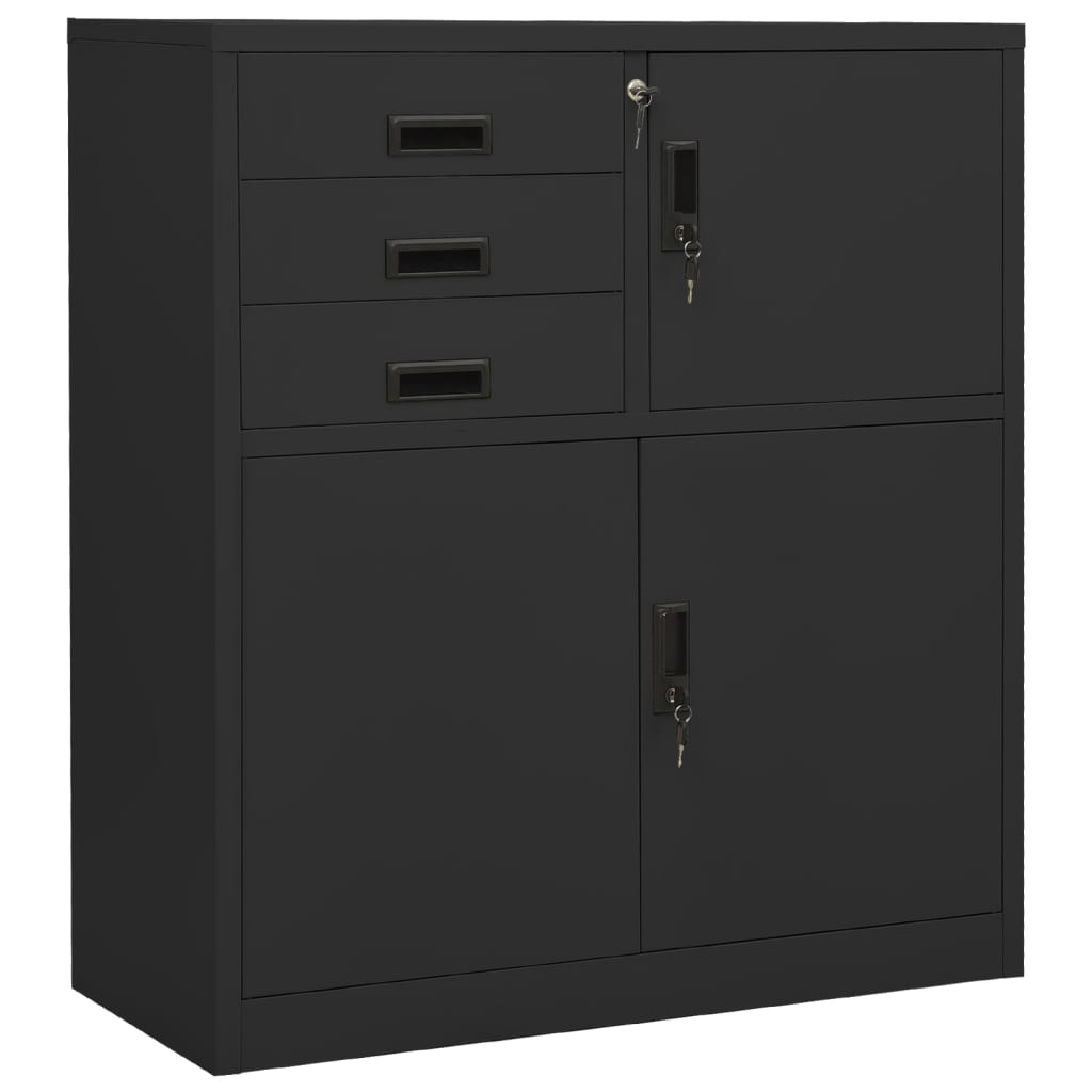 Kontorskap antrasitt 90x40x102 cm stål