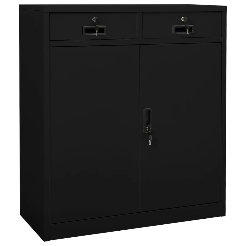 Kontorskap svart 90x40x102 cm stål vidaXL