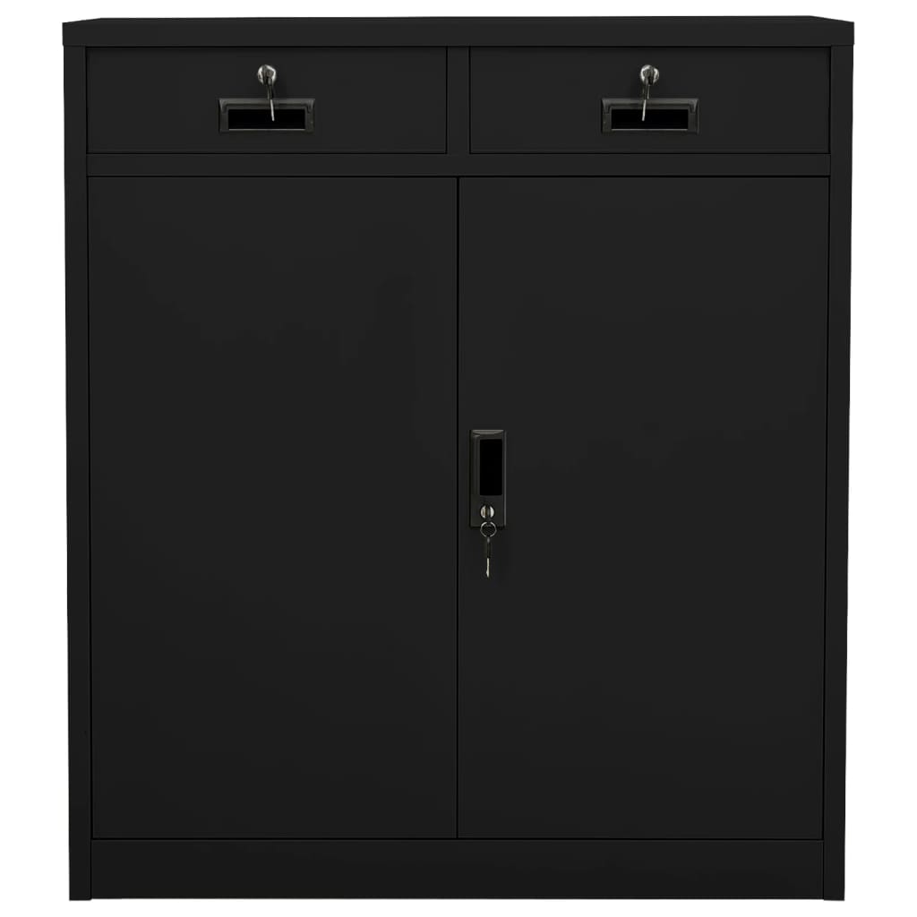Kontorskap svart 90x40x102 cm stål vidaXL
