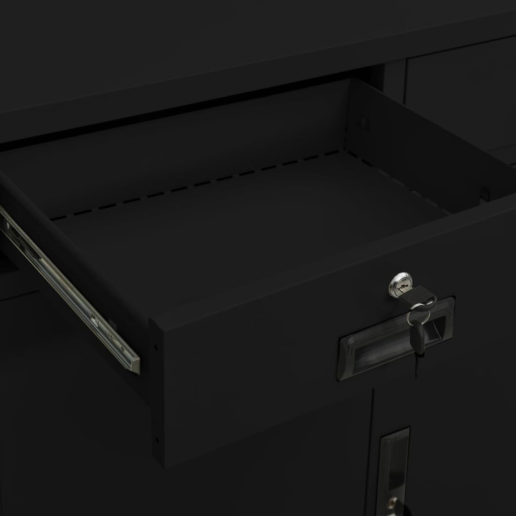 Kontorskap svart 90x40x102 cm stål vidaXL