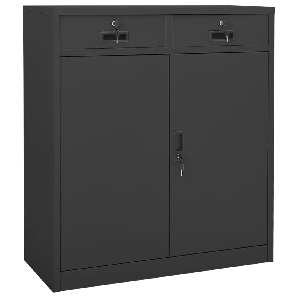 Kontorskap antrasitt 90x40x102 cm stål vidaXL