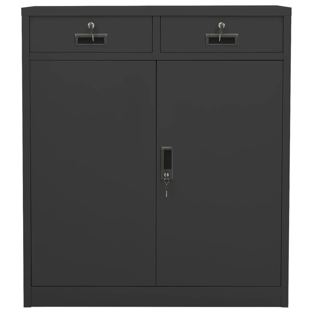 Kontorskap antrasitt 90x40x102 cm stål vidaXL