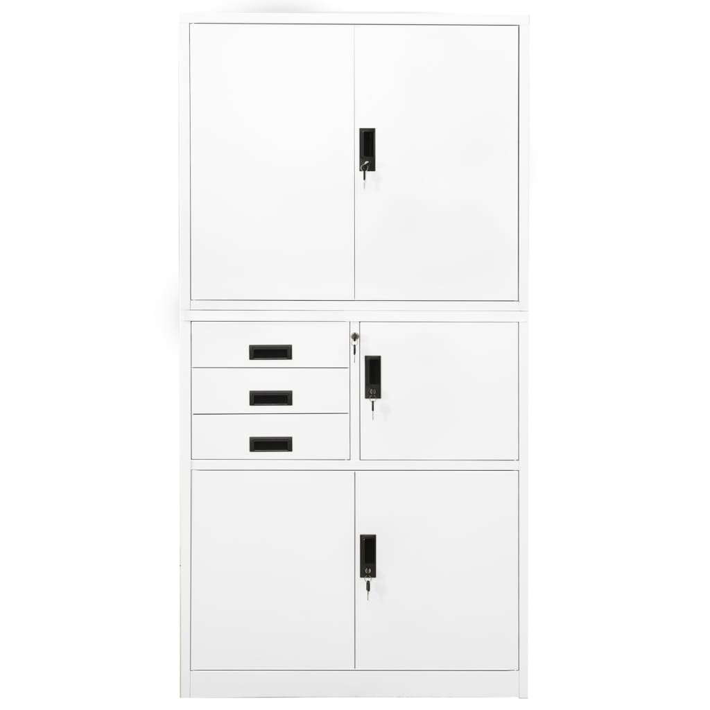Kontorskap hvit 90x40x180 cm stål