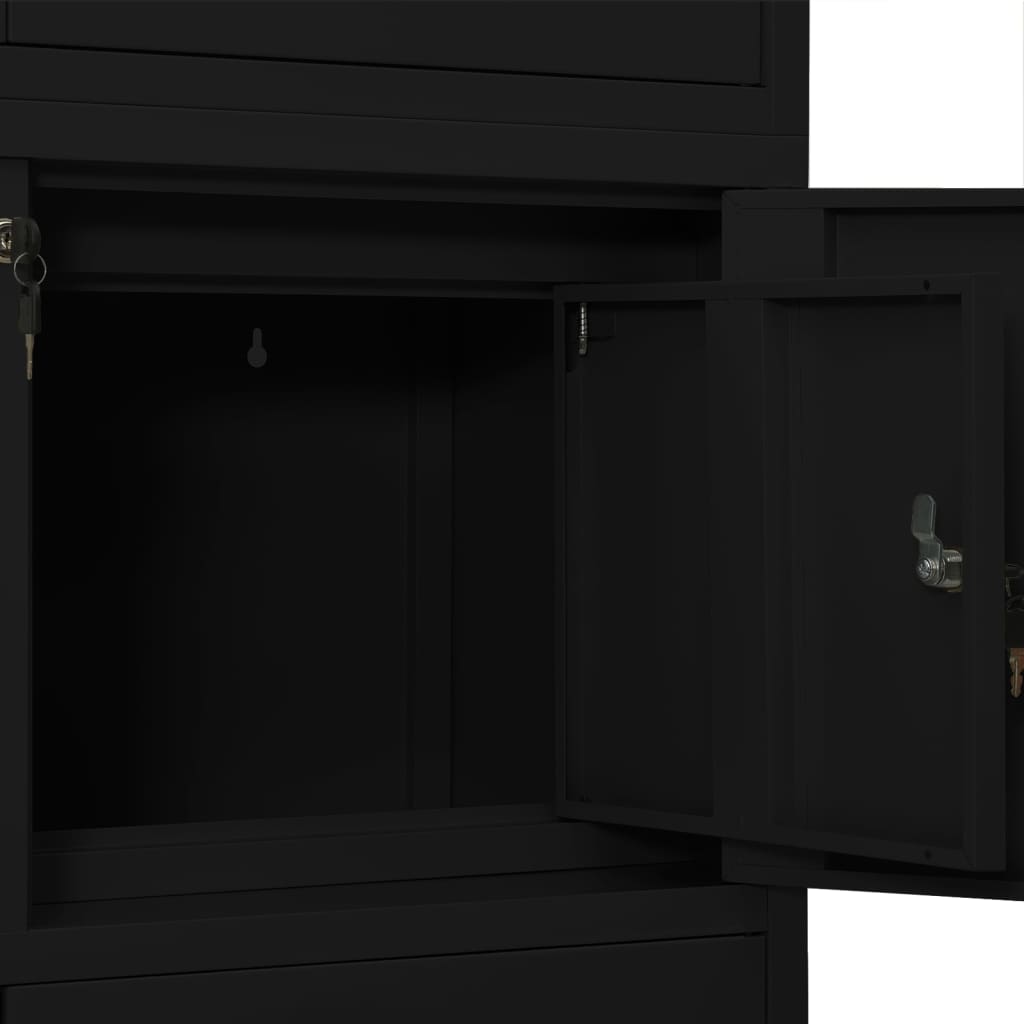 Kontorskap svart 90x40x180 cm stål