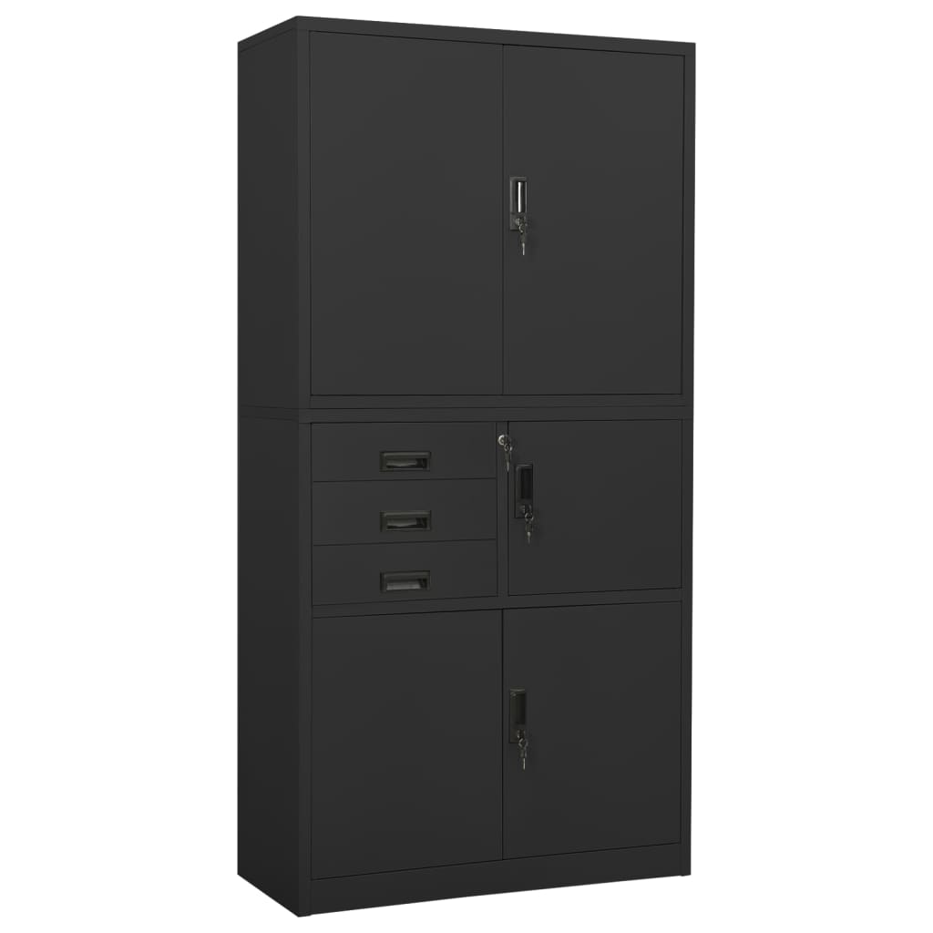 Kontorskap antrasitt 90x40x180 cm stål vidaXL