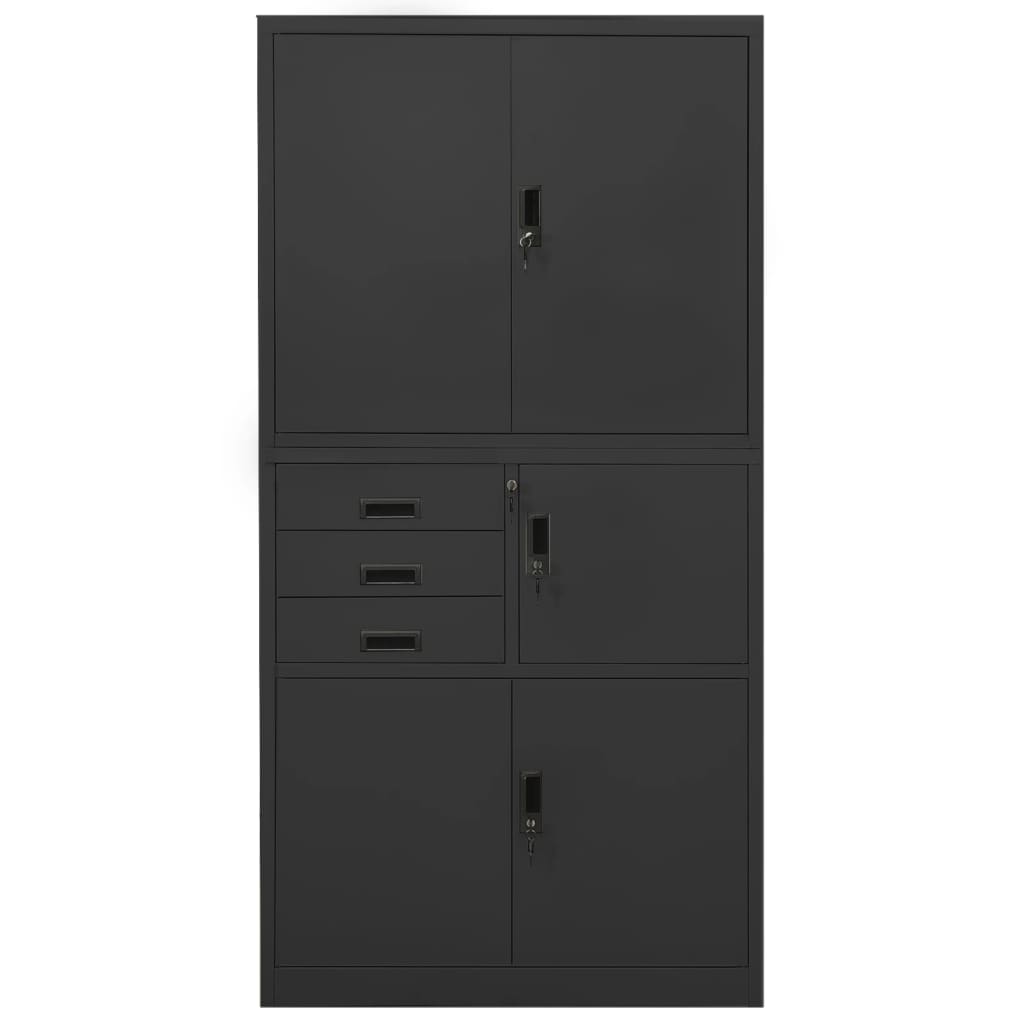 Kontorskap antrasitt 90x40x180 cm stål vidaXL