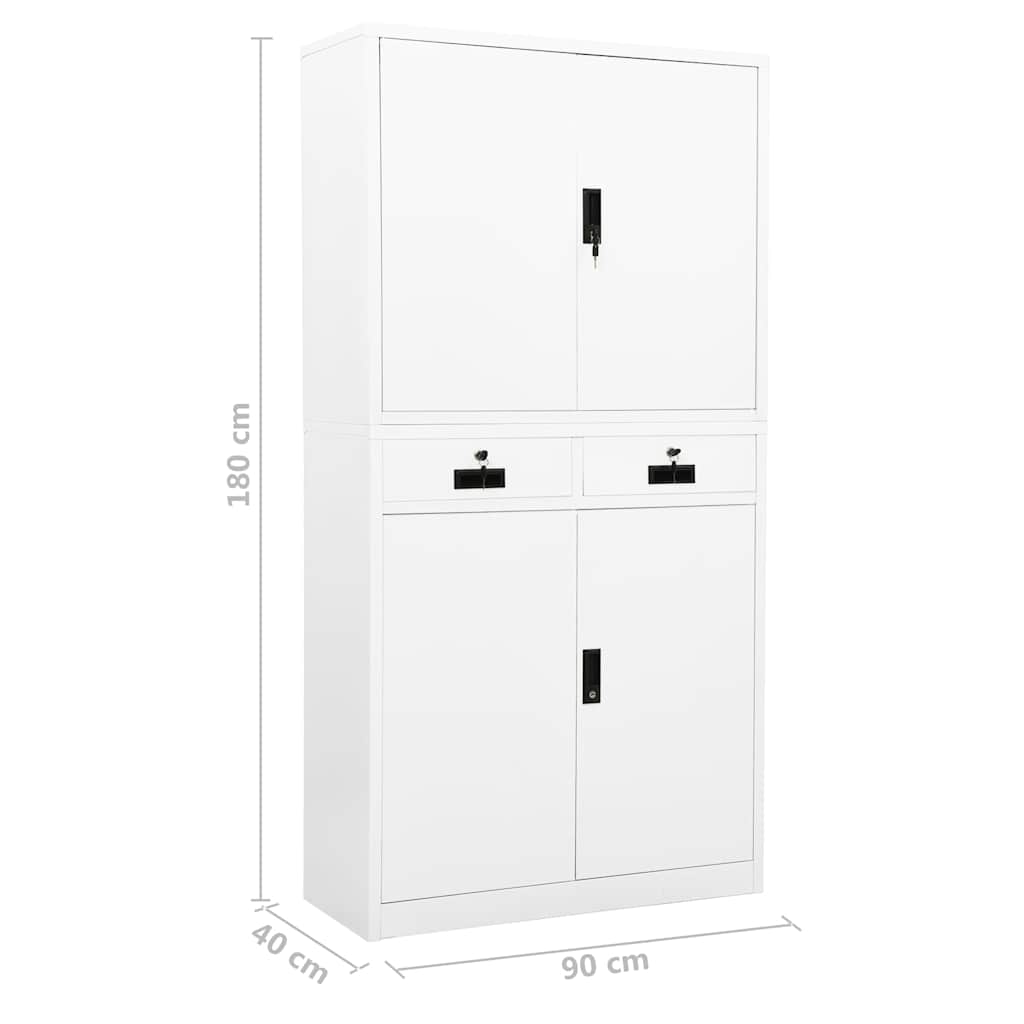 Kontorskap hvit 90x40x180 cm stål