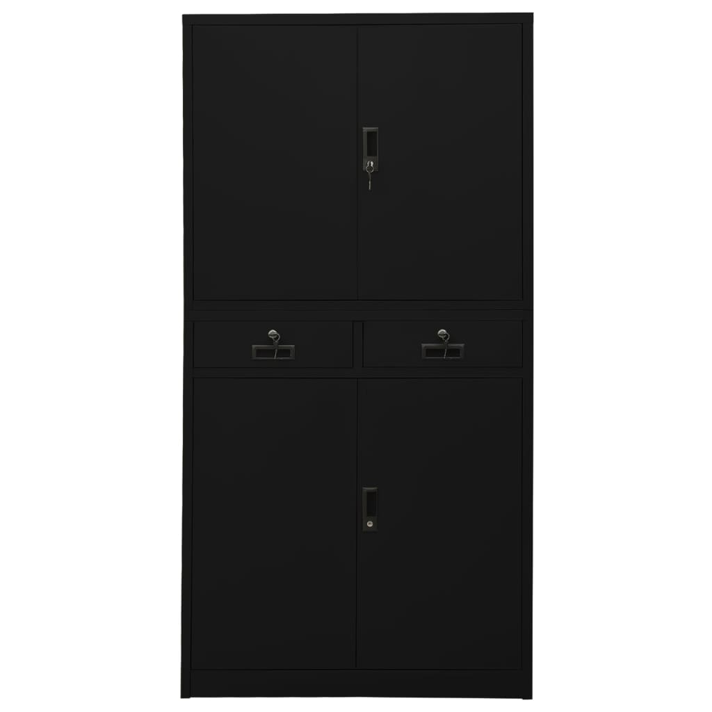 Kontorskap svart 90x40x180 cm stål