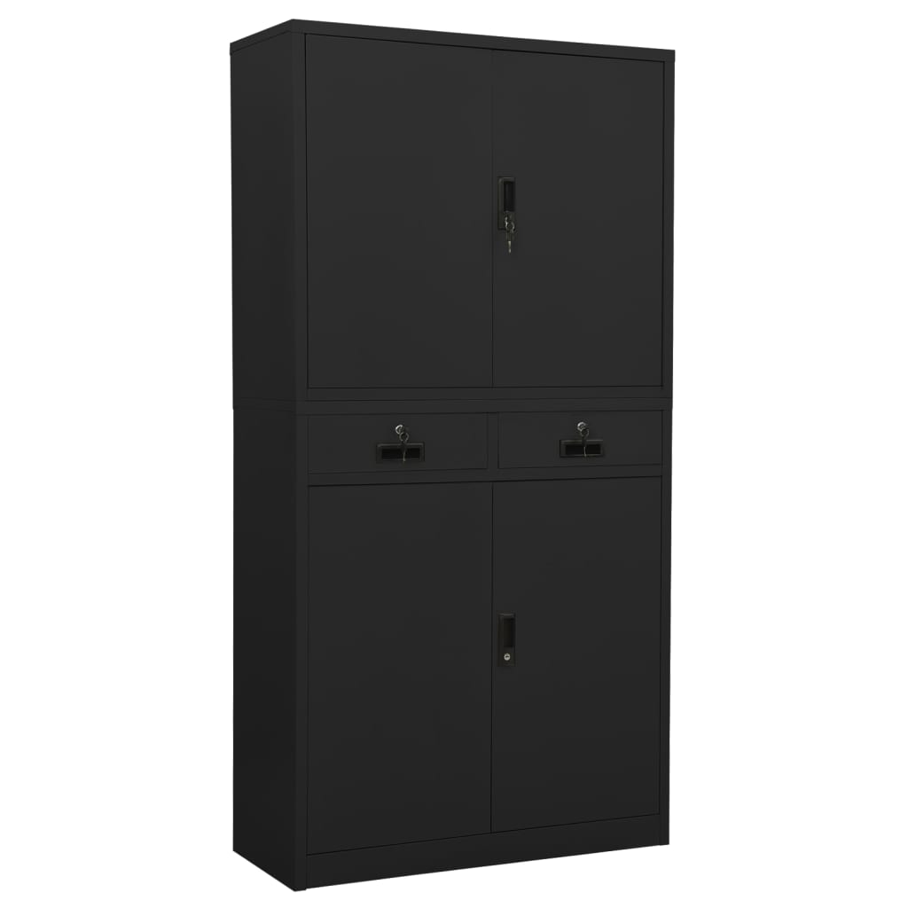 Kontorskap antrasitt 90x40x180 cm stål