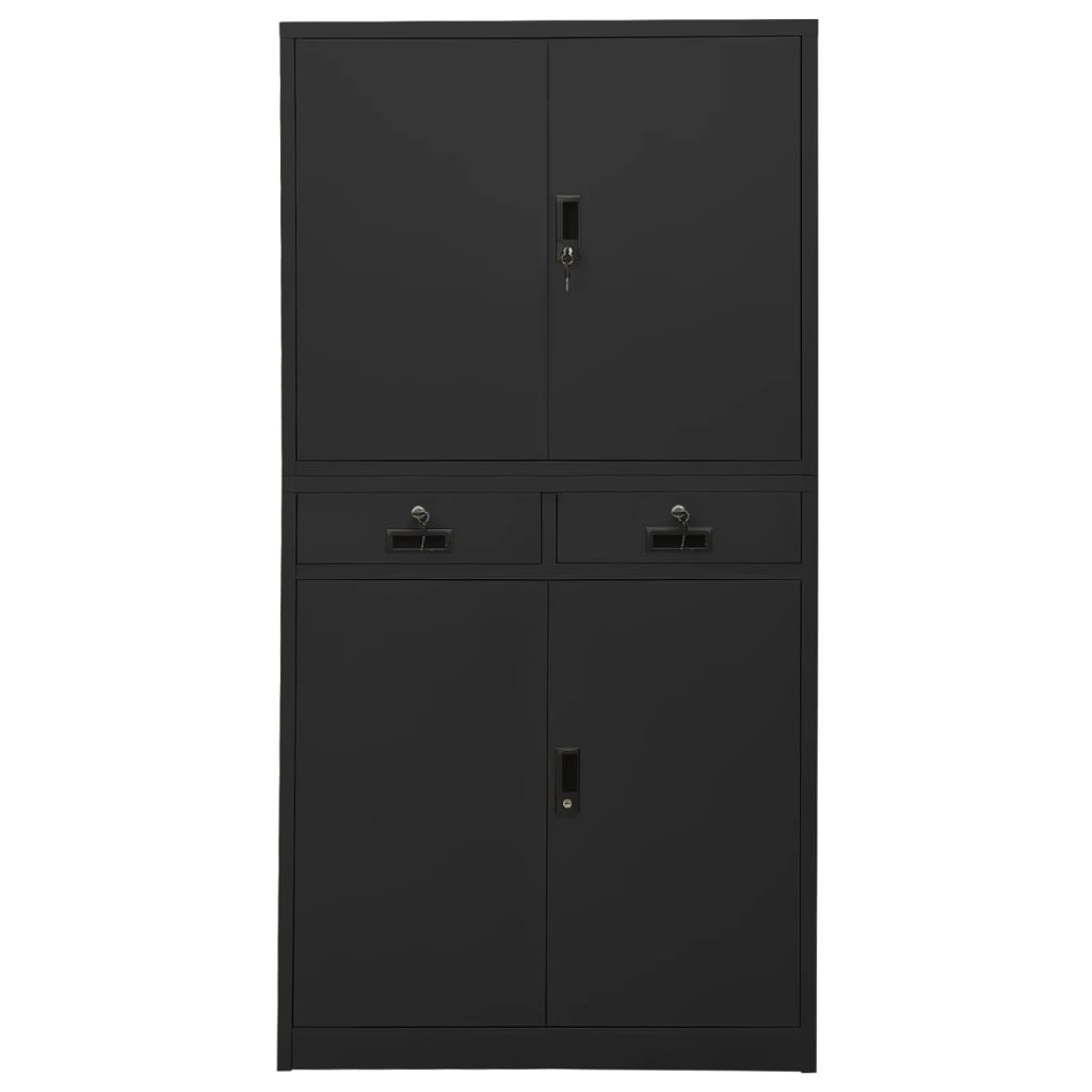 Kontorskap antrasitt 90x40x180 cm stål