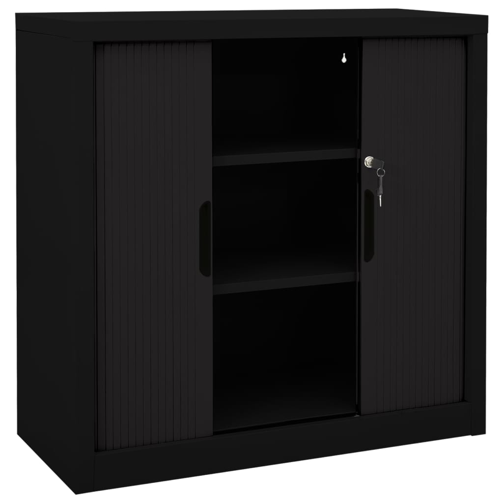 Skap med skyvedør svart 90x40x90 cm stål vidaXL