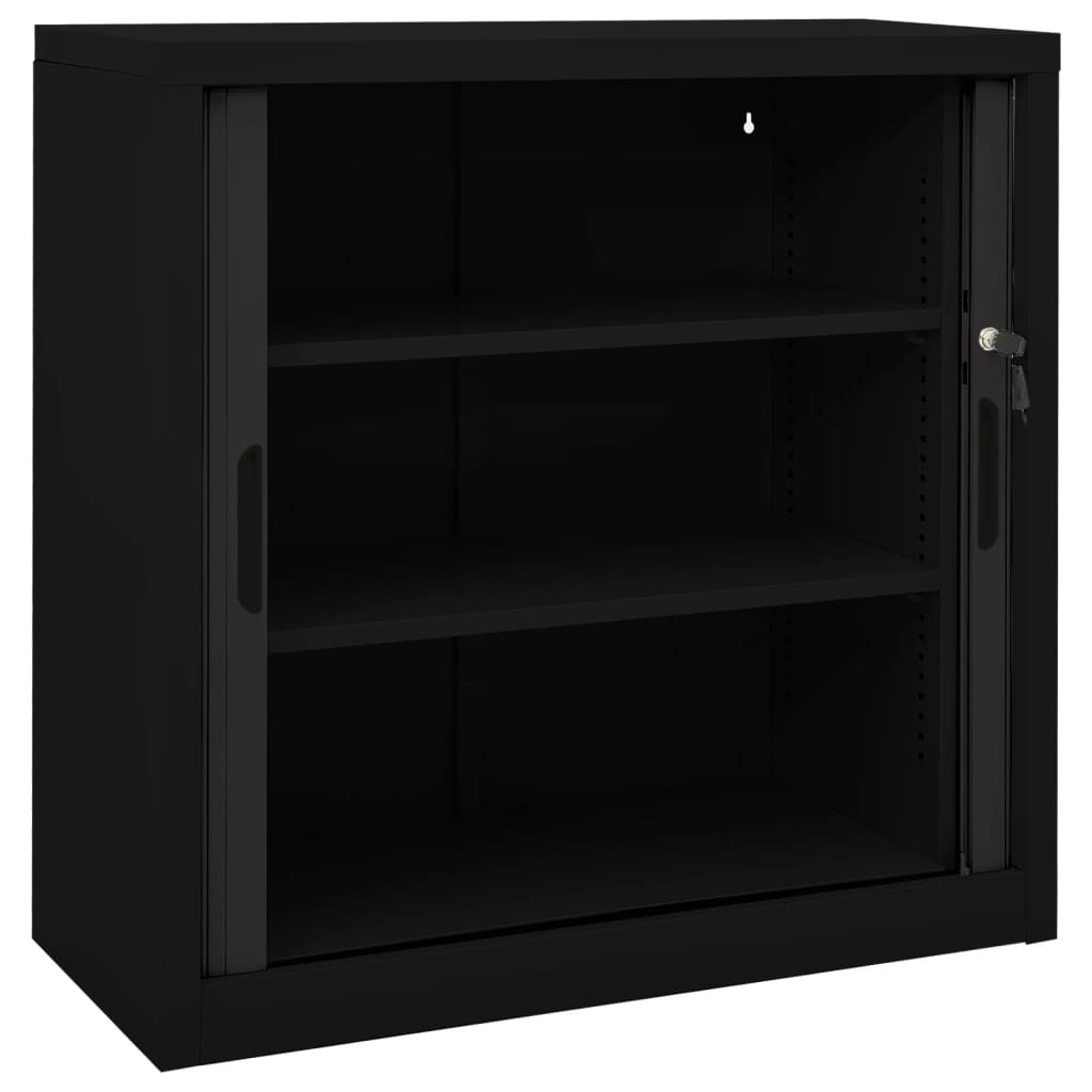 Skap med skyvedør svart 90x40x90 cm stål vidaXL