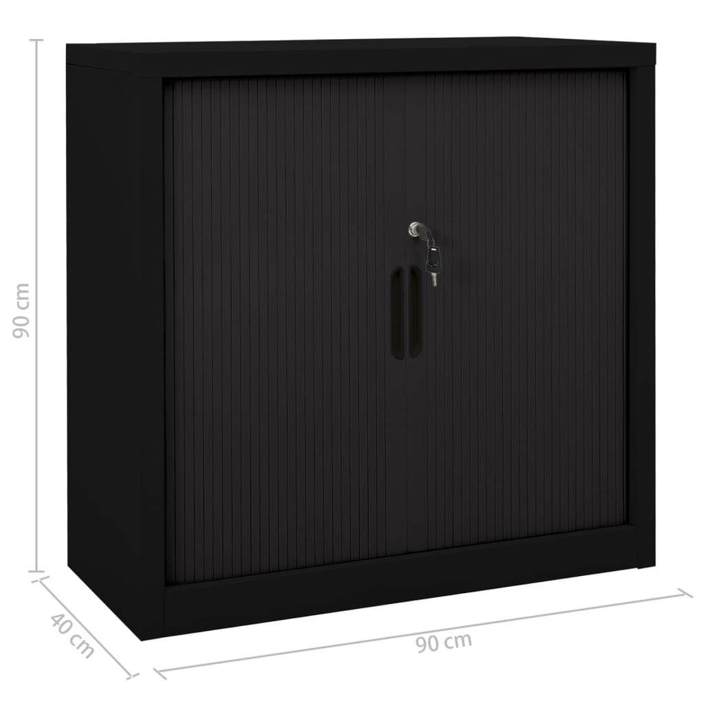 Skap med skyvedør svart 90x40x90 cm stål vidaXL