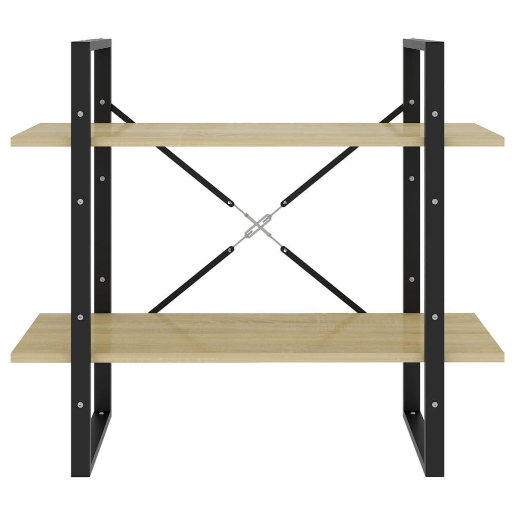 Bokhylle 2 nivåer sonoma eik 80x30x70 cm konstruert tre