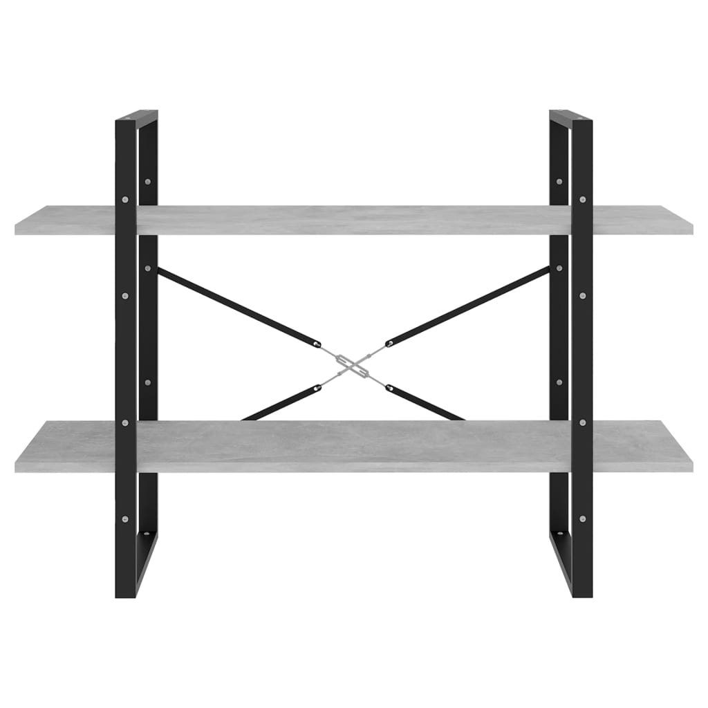 Bokhylle 2 nivåer betonggrå 100x30x70 cm konstruert tre