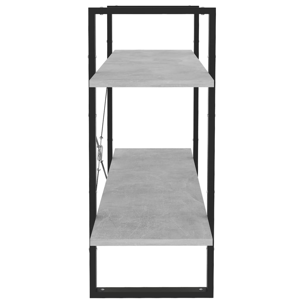 Bokhylle 2 nivåer betonggrå 100x30x70 cm konstruert tre