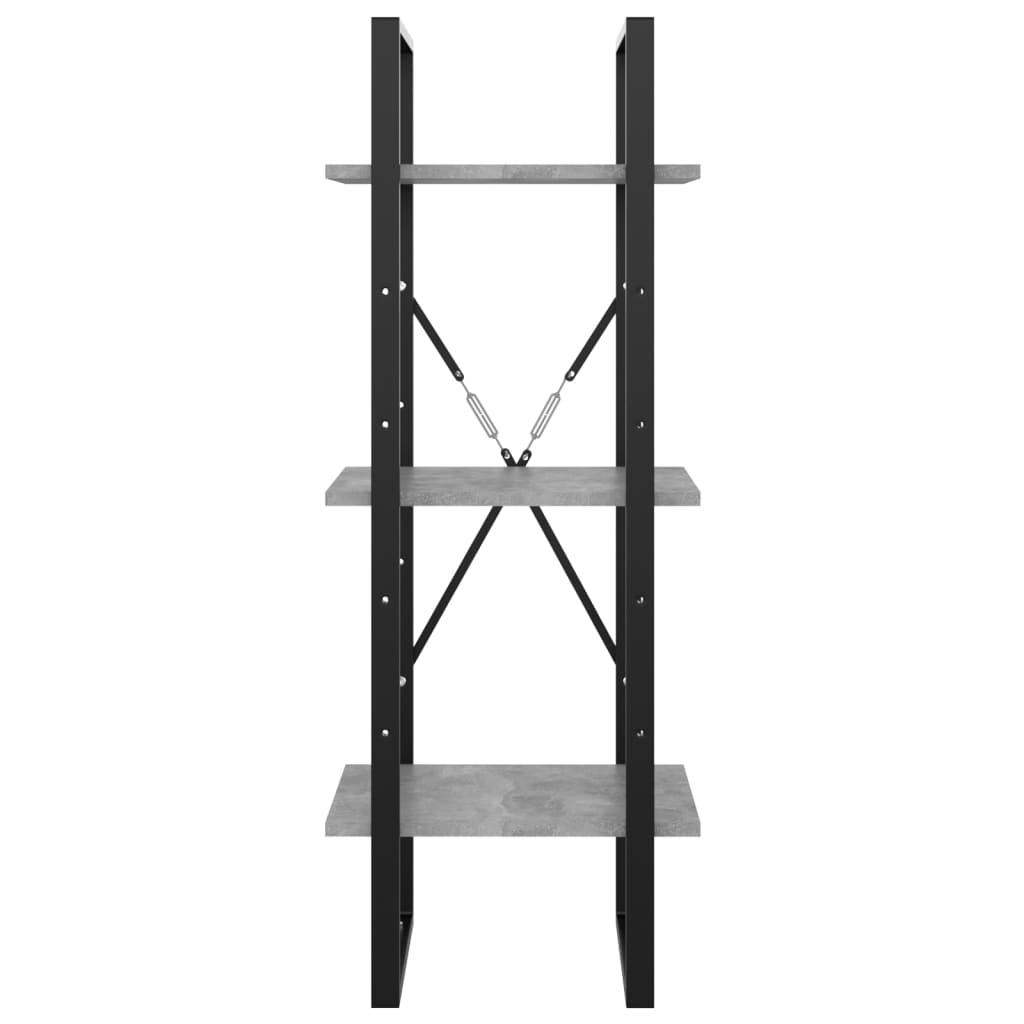 Bokhylle 3 nivåer betonggrå 40x30x105 cm konstruert tre