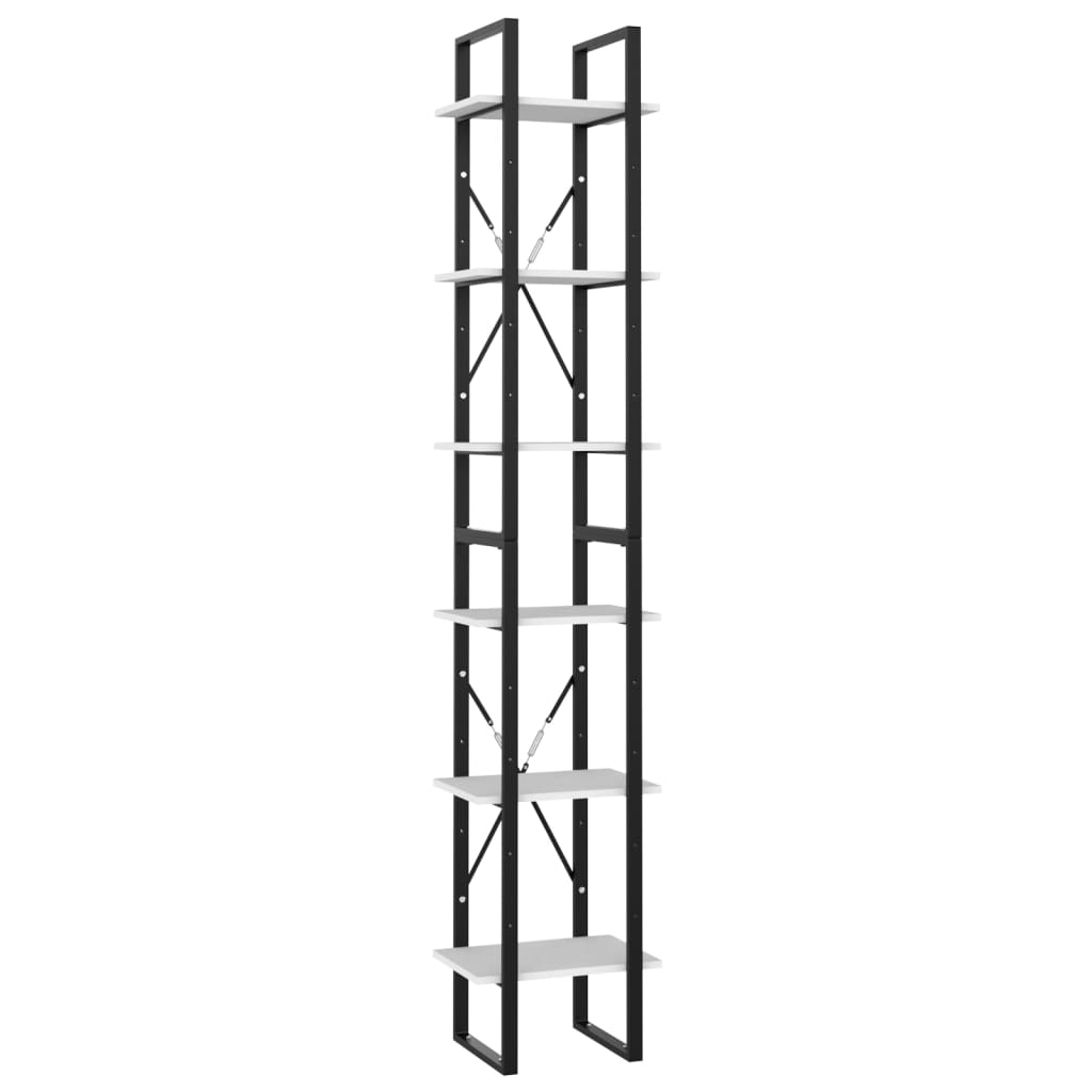 Bokhylle 6 nivåer hvit 40x30x210 cm konstruert tre