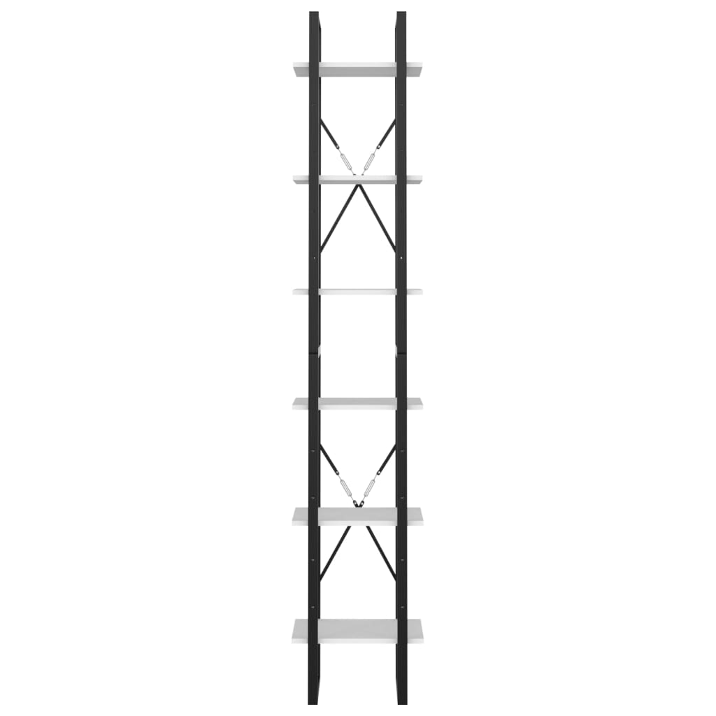 Bokhylle 6 nivåer hvit 40x30x210 cm konstruert tre