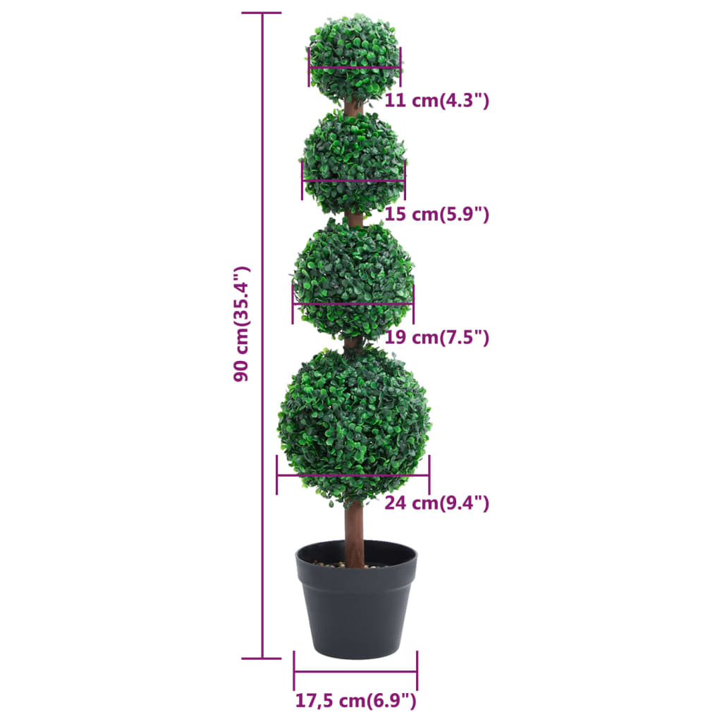 Kunstig buksbomplante med potte ballformet 90 cm grønn