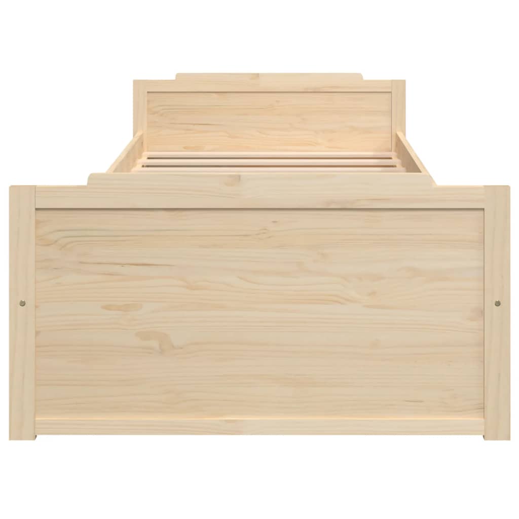 Sengeramme med skuffer heltre furu 90x200 cm