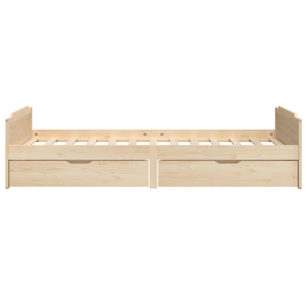Sengeramme med skuffer heltre furu 90x200 cm