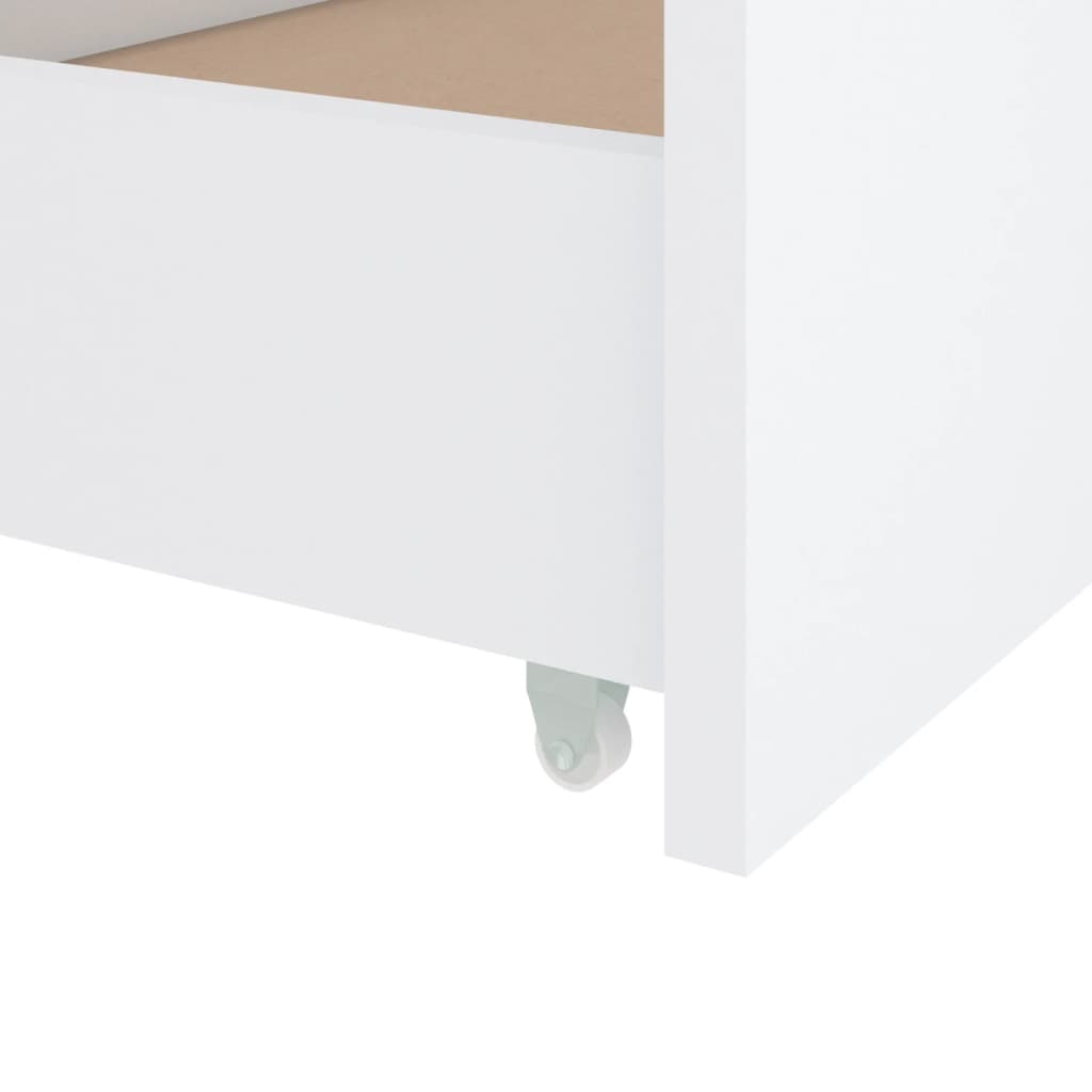 Sengeramme med skuffer hvit heltre furu 90x200 cm