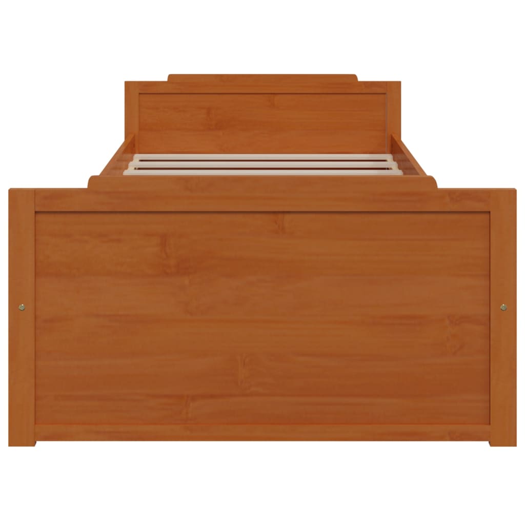Sengeramme med skuffer honningbrun heltre furu 90x200 cm
