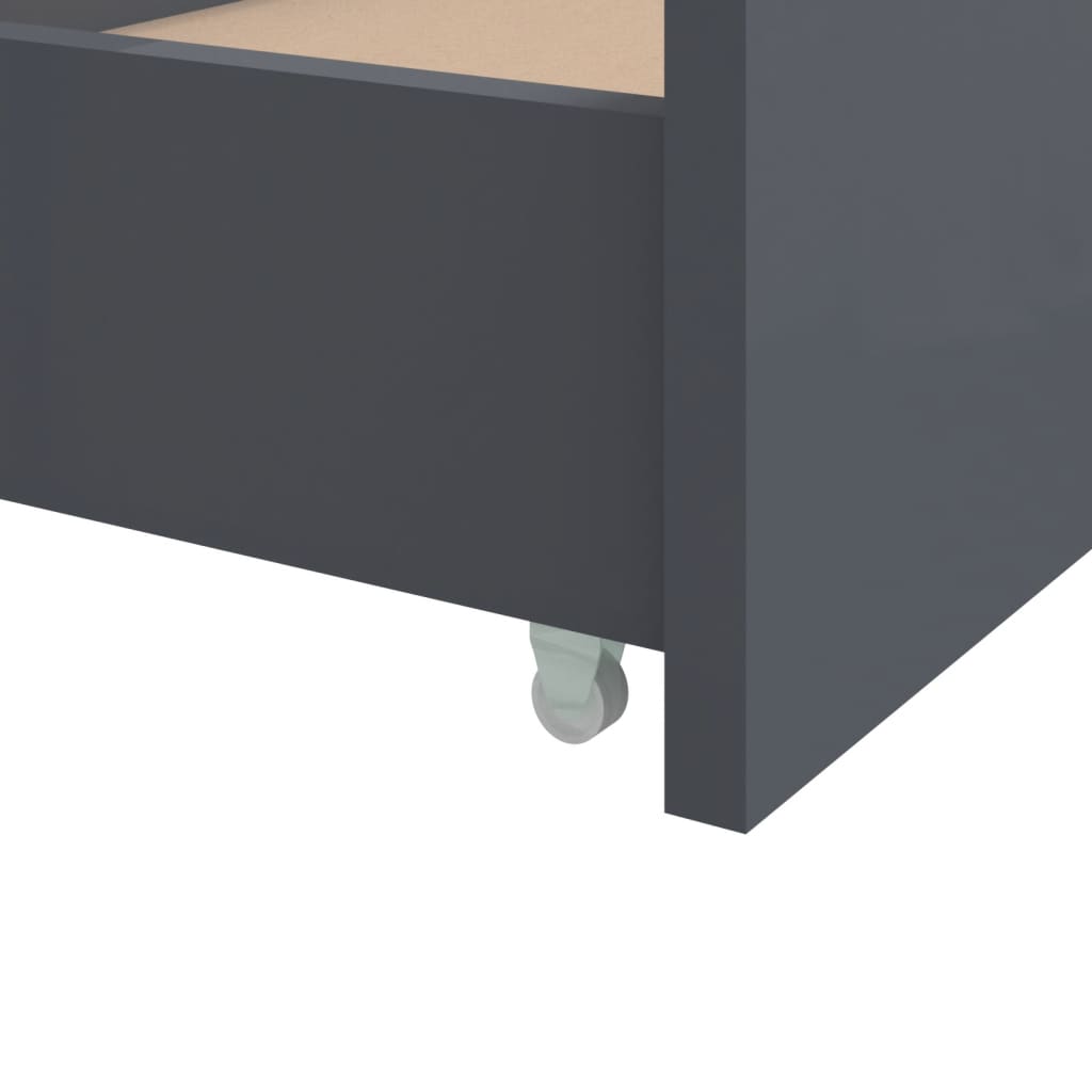 Sengeramme med skuffer mørkegrå heltre furu 90x200 cm