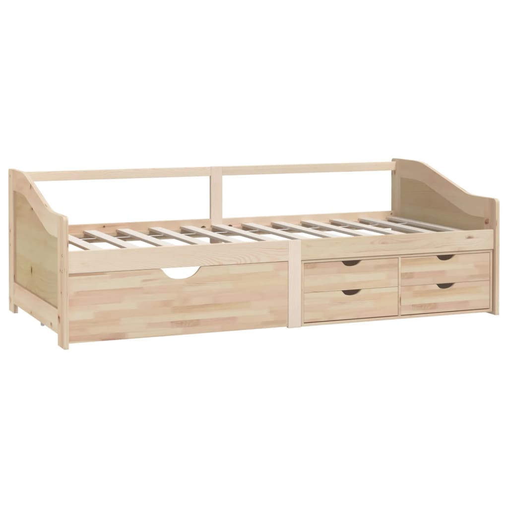 Sengeramme 3 seter med skuffer heltre furu 90x200 cm
