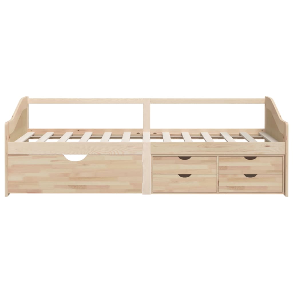 Sengeramme 3 seter med skuffer heltre furu 90x200 cm