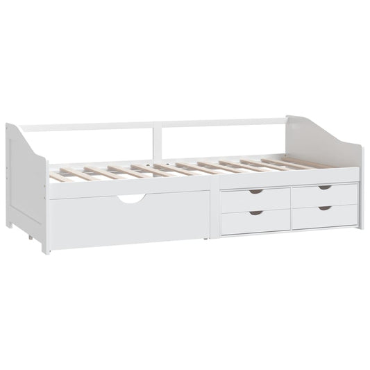 Sengeramme 3 seter med skuffer heltre furu 90x200 cm hvit