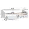 Sengeramme 3 seter med skuffer heltre furu 90x200 cm hvit