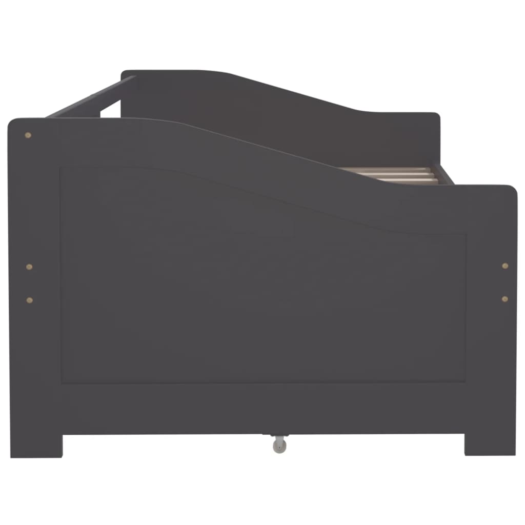 Sengeramme 3 seter med skuffer heltre furu 90x200 cm grå