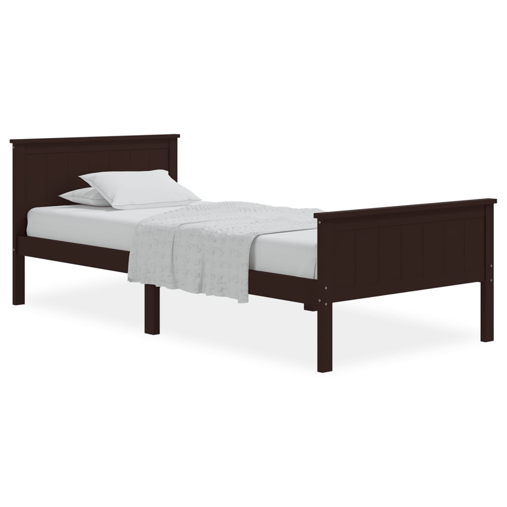 Sengeramme mørkebrun heltre furu 90x200 cm vidaXL