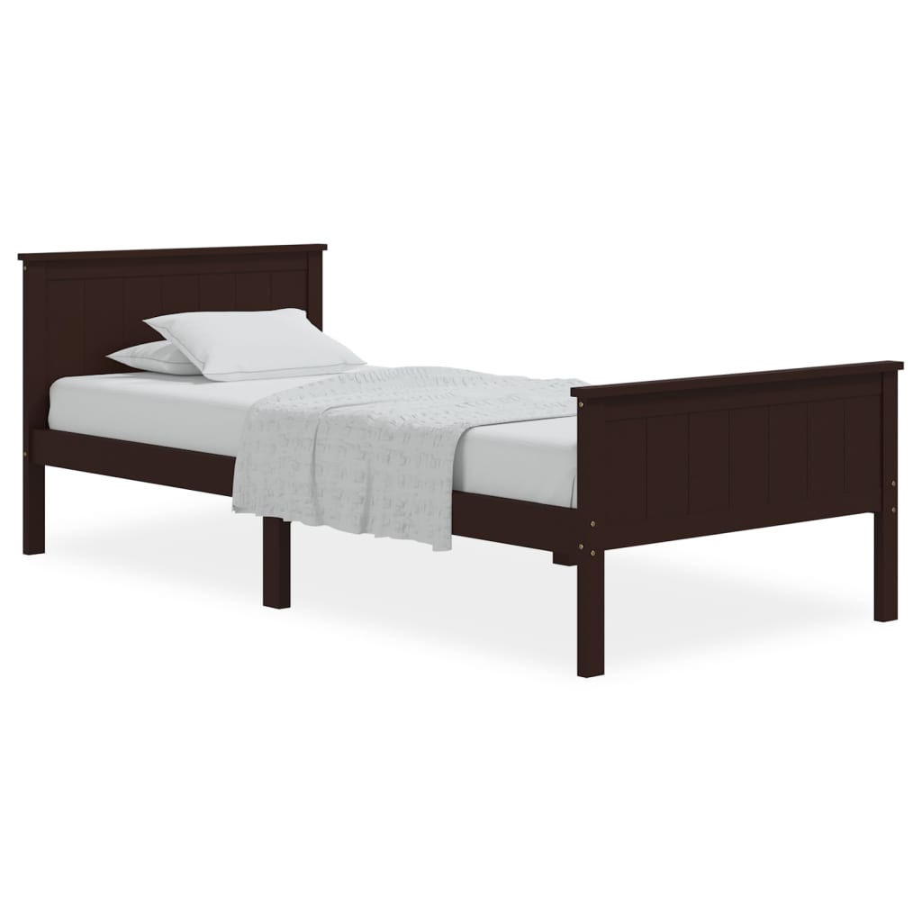 Sengeramme mørkebrun heltre furu 100x200 cm vidaXL