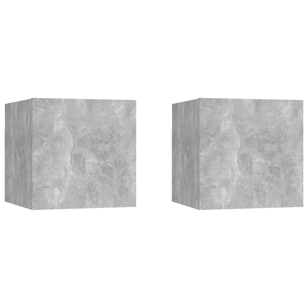 Nattbord 2 stk betonggrå 30,5x30x30 cm konstruert tre vidaXL