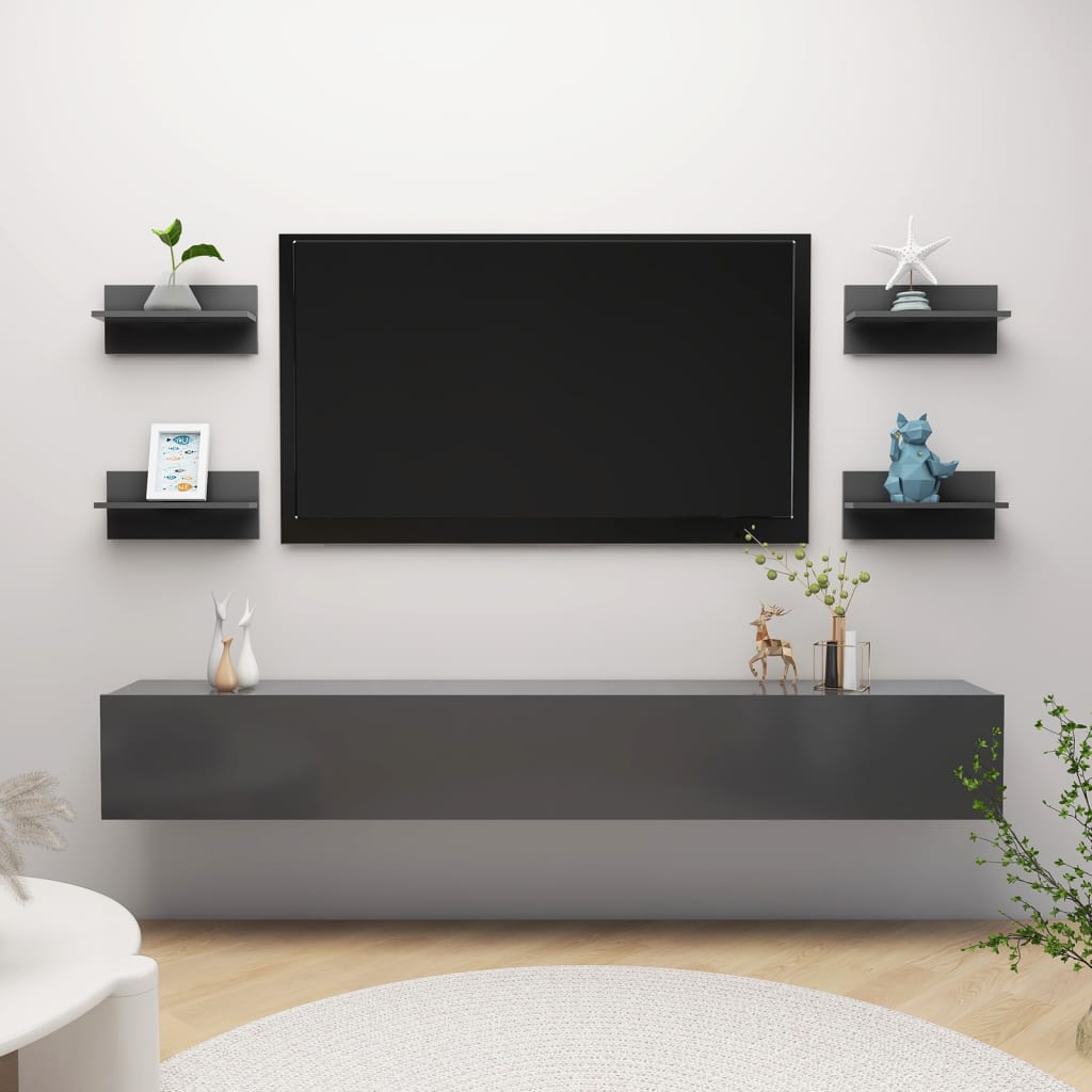 Vegghyller 4 stk grå 40x11,5x18 cm konstruert tre