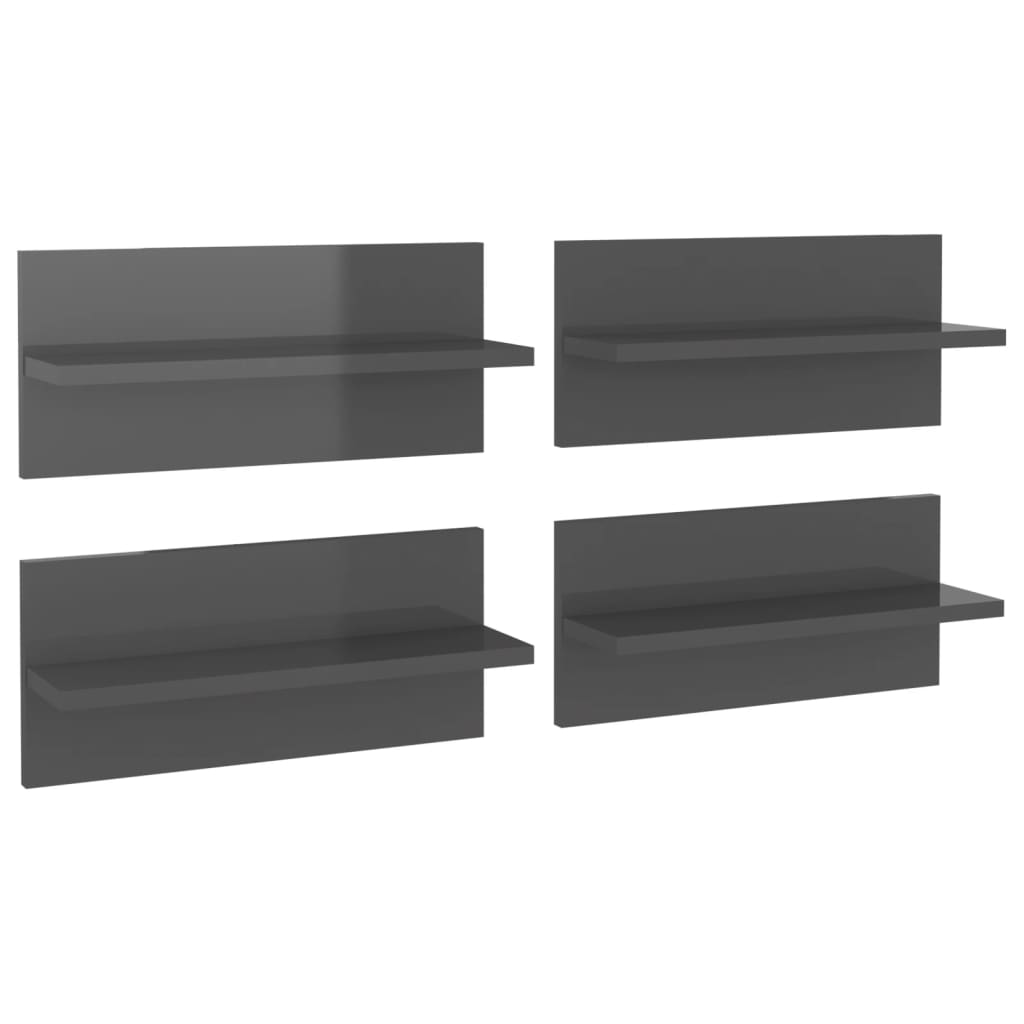 Vegghyller 4 stk høyglans grå 40x11,5x18 cm