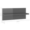 Vegghyller 4 stk høyglans grå 40x11,5x18 cm