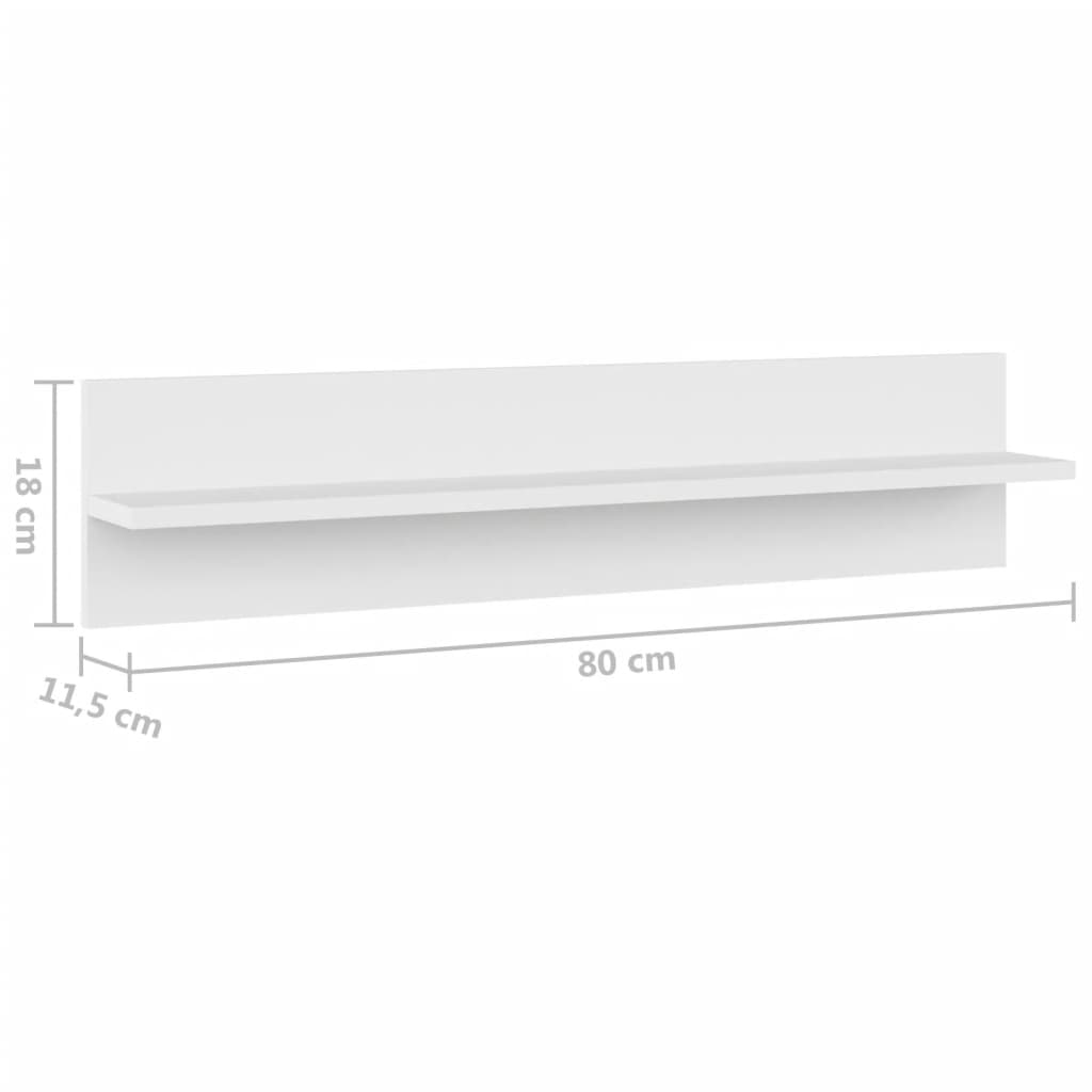 Vegghyller 2 stk hvit 80x11,5x18 cm konstruert tre