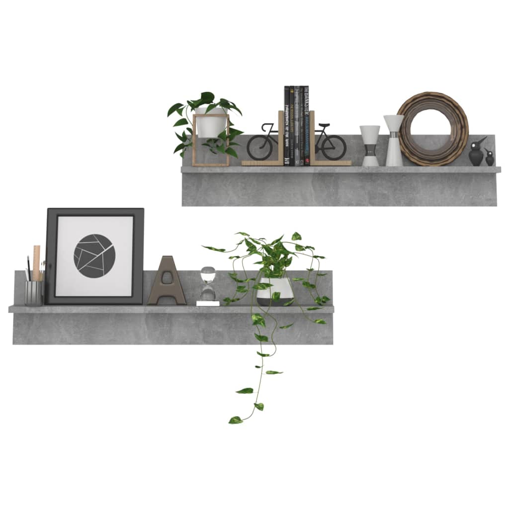 Vegghyller 2 stk betonggrå 80x11,5x18 cm konstruert tre